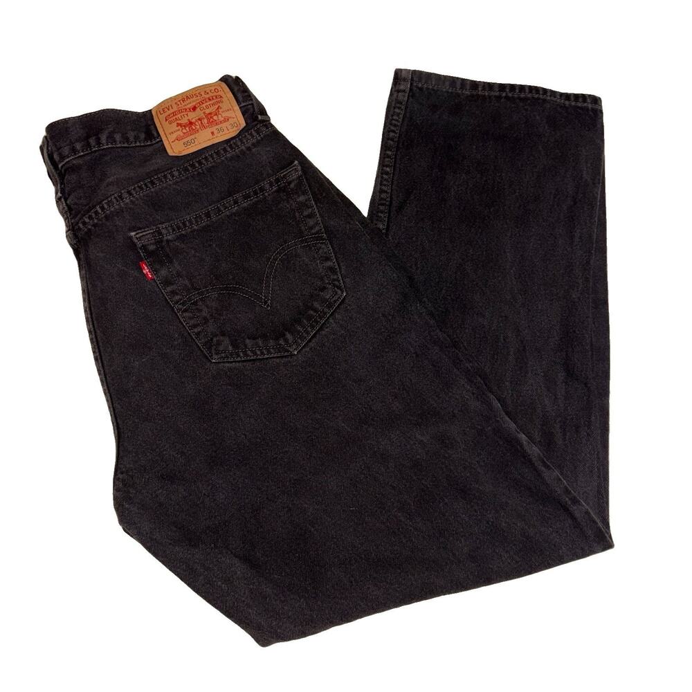 Levis 550 Relaxed Fit Jeans Men's 36x30 Charcoal Black Denim